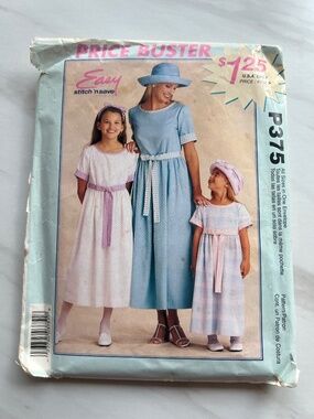 Matching Mother Daughter Dresses Sewing Pattern Vintage 90s McCall's 9169 P375
